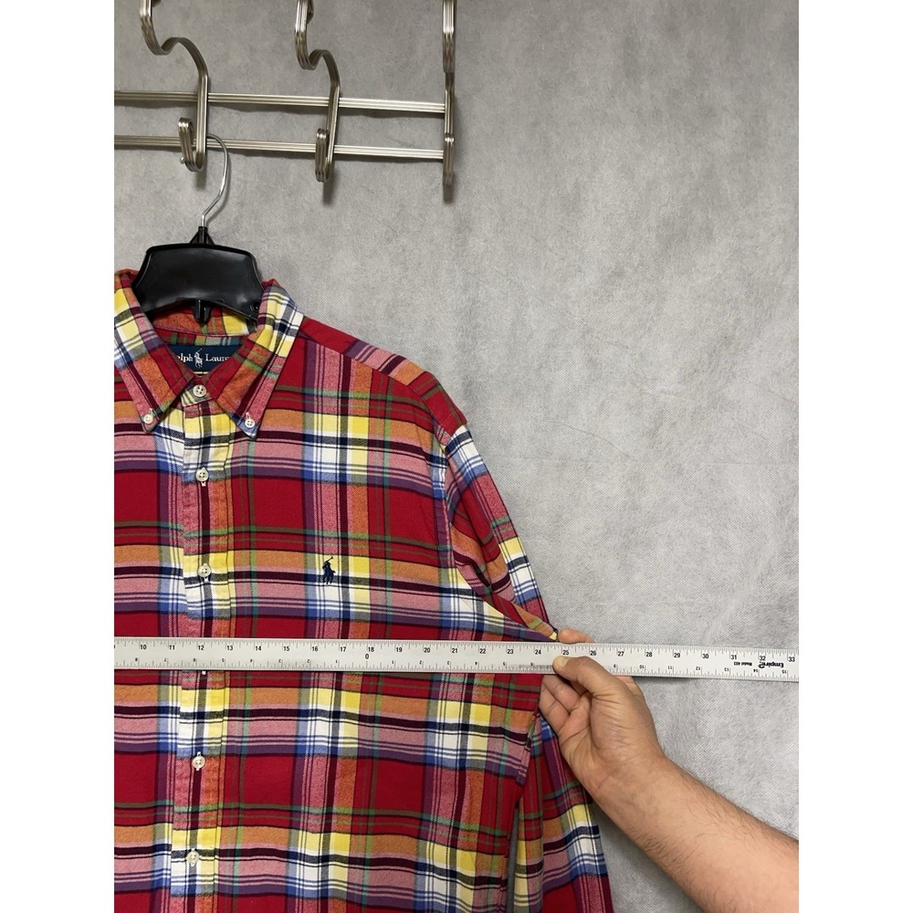 VTG Ralph Lauren Shirt Men L Winter Flannel Plaid Academia Casual Work Button Up - Picture 3 of 9